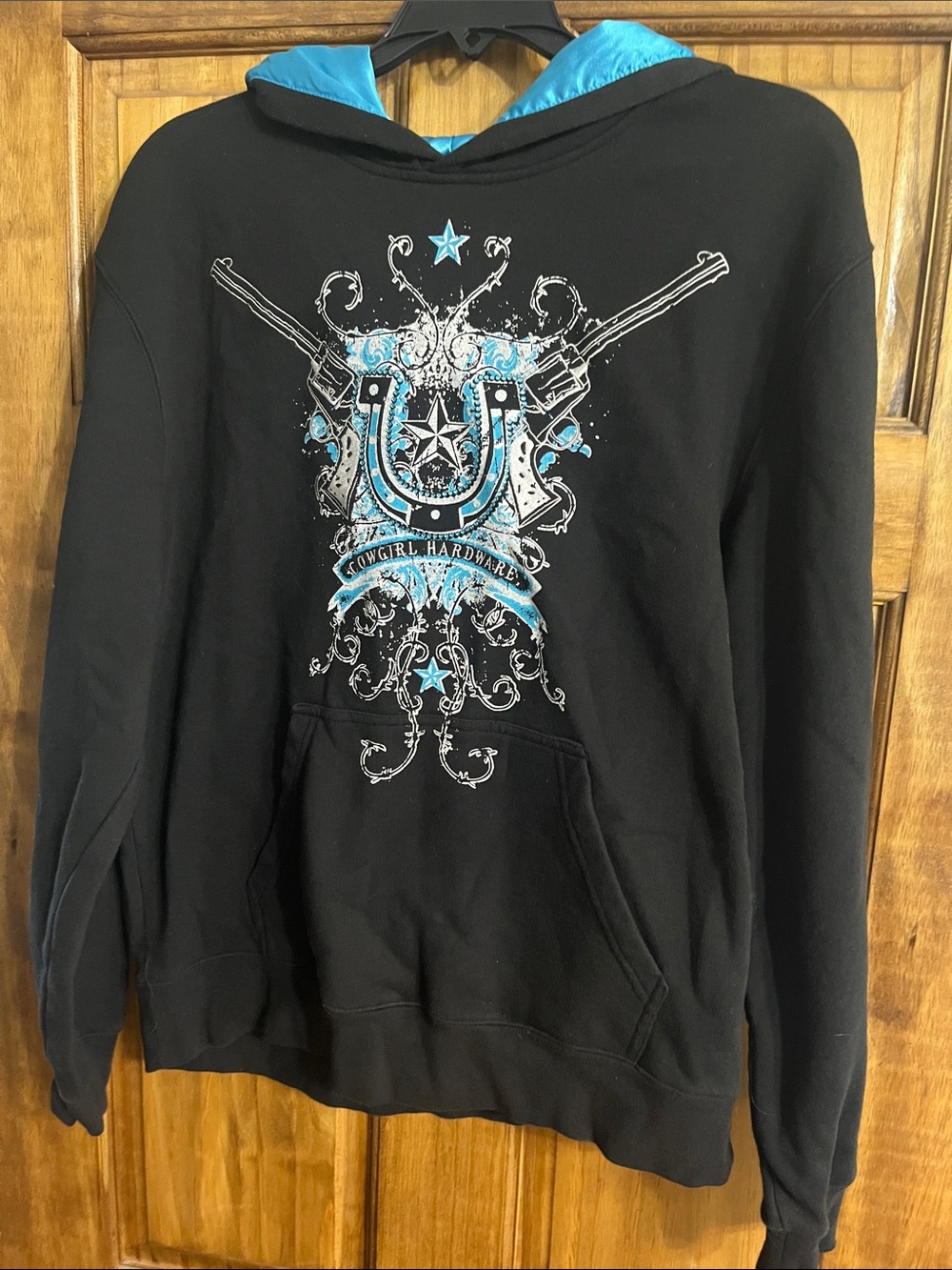 Black & Turquoise Graphic Hoodie - Women